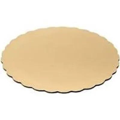 Cake Circle 8 IN Foil-Lined Paper Gold Round Scalloped 200/Case