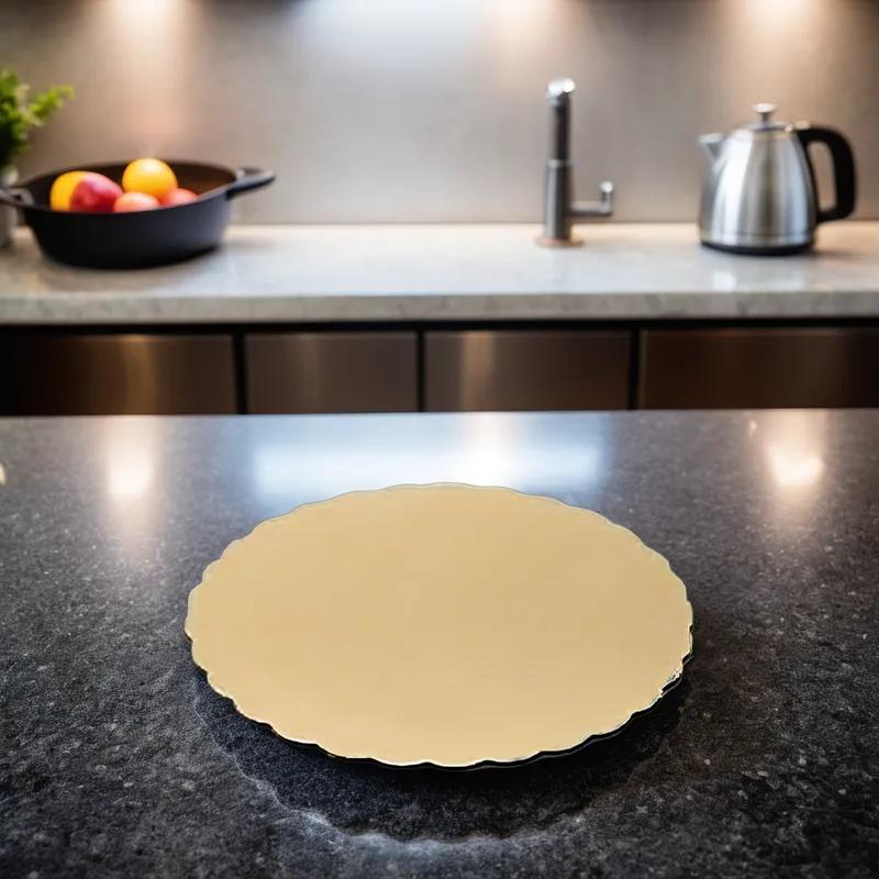 Cake Circle 8 IN Foil-Lined Paper Gold Round Scalloped 200/Case