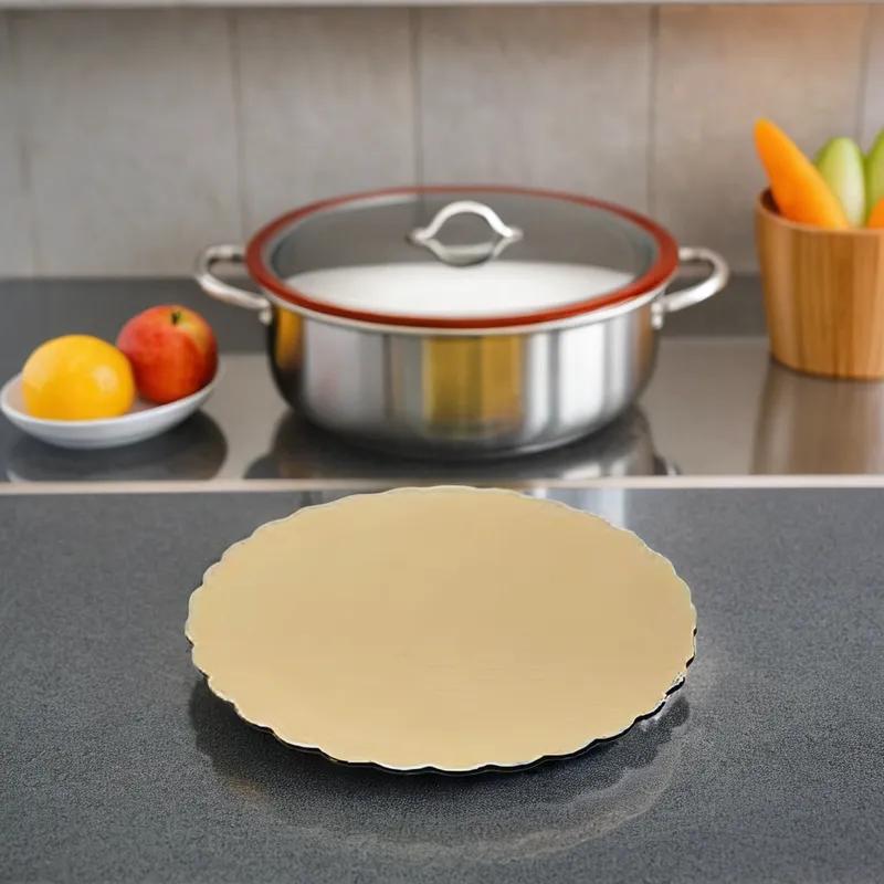 Cake Circle 8 IN Foil-Lined Paper Gold Round Scalloped 200/Case