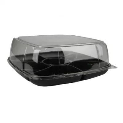 Take-Out Container Base & Lid Combo With Dome Lid 14X14X1.63 IN PP PET Black Square 25/Case