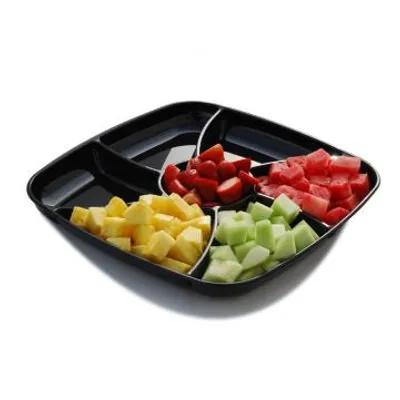 Take-Out Container Base & Lid Combo With Dome Lid 14X14X1.63 IN PP PET Black Square 25/Case