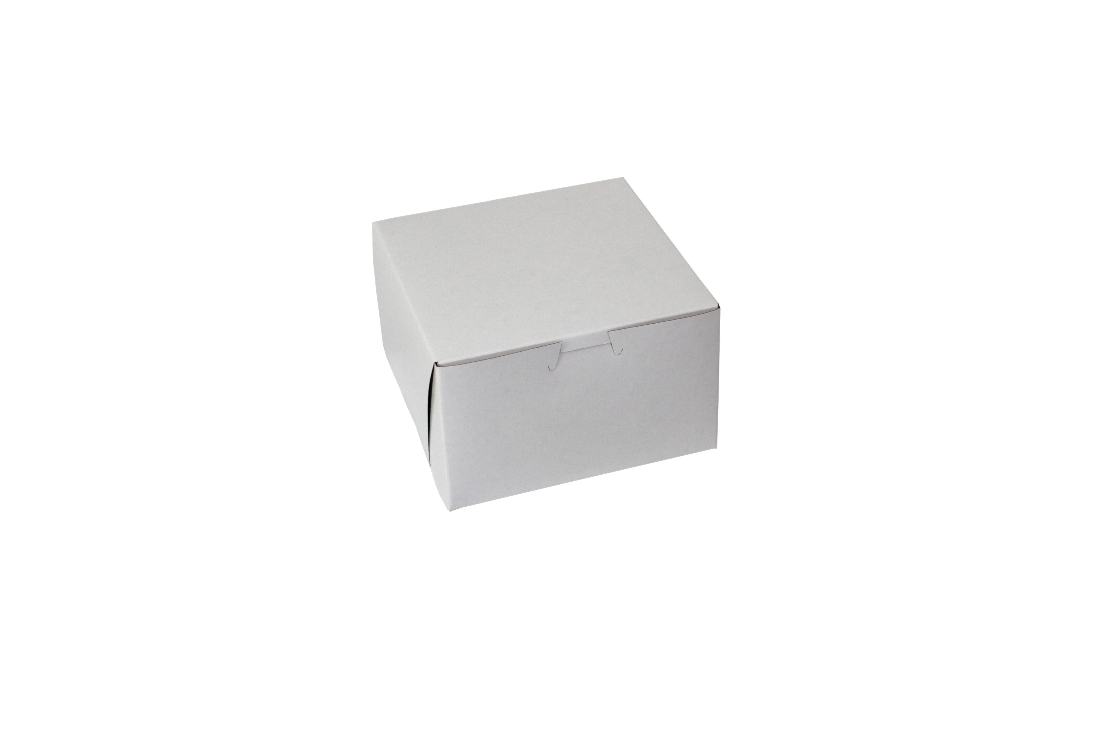 Bakery Box 6X6X4 IN Paperboard White Corner Lock 1-Piece 250/Case