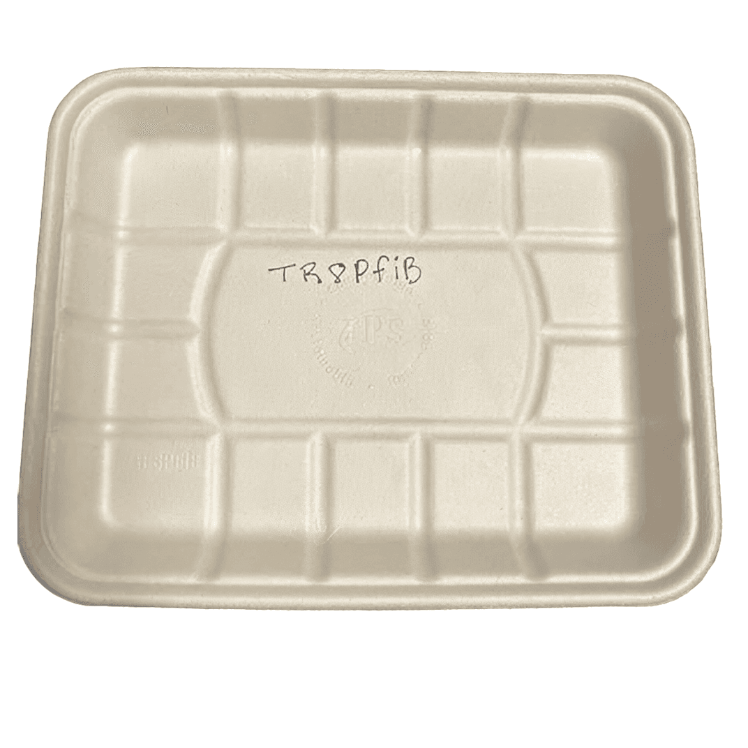 8P Tray 10.5X8X1.2 IN 1 Compartment Pulp Fiber Kraft Rectangle 500/Case