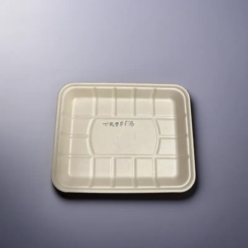 8P Tray 10.5X8X1.2 IN 1 Compartment Pulp Fiber Kraft Rectangle 500/Case