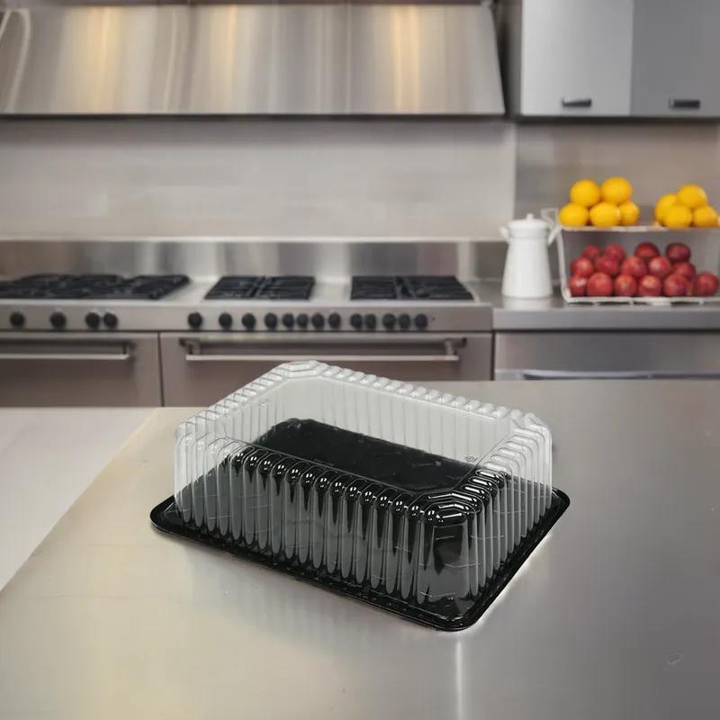 1/4 Sheet Cake Container & Lid Combo With Dome Lid 4.75 IN Plastic Deep Fluted 50/Case
