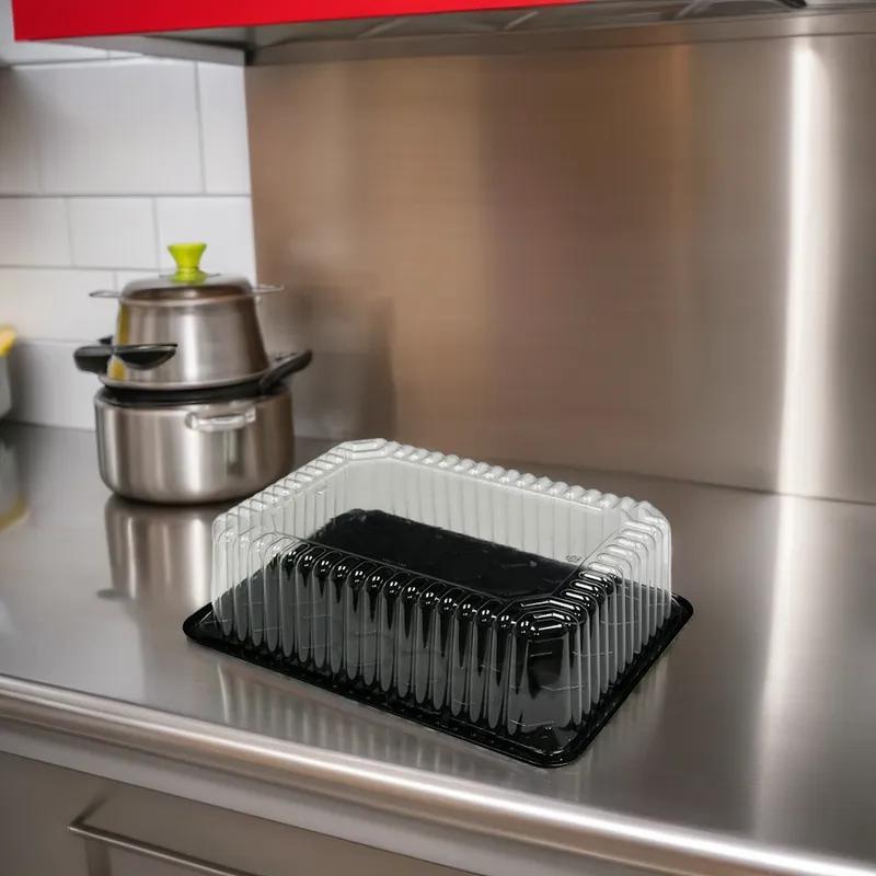 1/4 Sheet Cake Container & Lid Combo With Dome Lid 4.75 IN Plastic Deep Fluted 50/Case