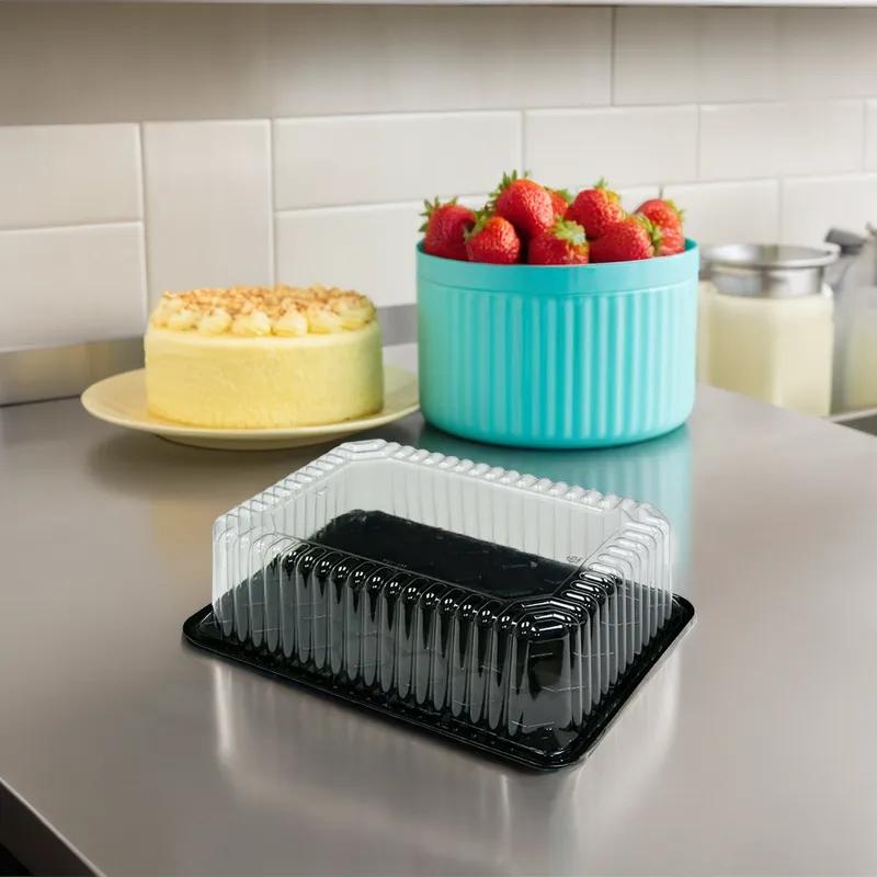 1/4 Sheet Cake Container & Lid Combo With Dome Lid 4.75 IN Plastic Deep Fluted 50/Case