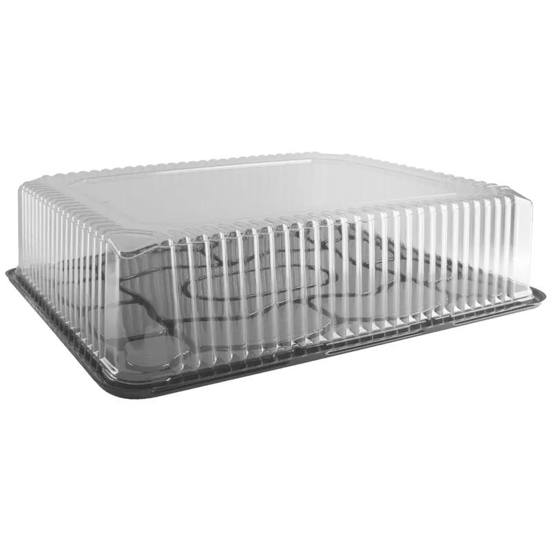 Cake Container & Lid Combo With Dome Lid 1/2 Size 20.25X15.18X4.75 IN PET Clear Black Fluted 30/Case