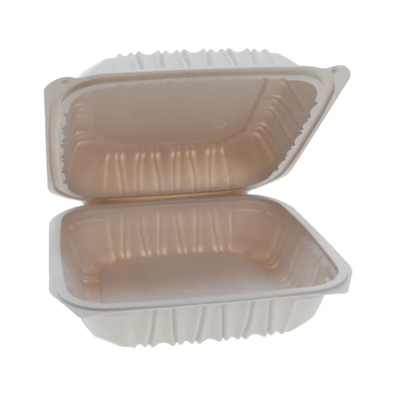 Take-Out Container Hinged 8.4X8.7X3.1 IN MFPP White Square Vented 146/Case
