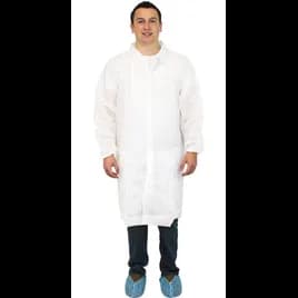 Safety Zone® Lab Coat XXL White Spunbond Polypropylene Disposable No Pockets Elastic Wrists 30/Case