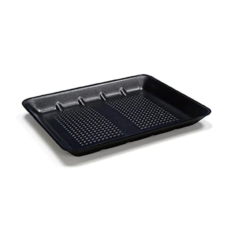 9LH Supermarket Tray 11.75X9.875X1.25 IN Polystyrene Foam Black Rectangle Heavy 250/Case