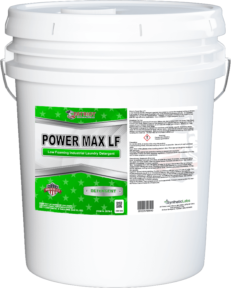 Patriot® POWER MAX LF Laundry Detergent 5 GAL Low Foam 1/Each