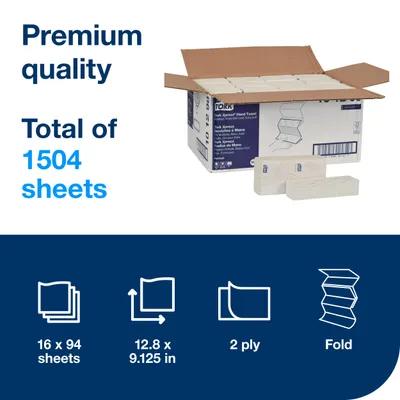 Tork Xpress Folded Paper Towel H2 12.8X9.125 IN White Multifold M Embossed Premium 4-Panel 94 Sheets/Pack 16 Packs/Case