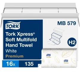 Tork Xpress Folded Paper Towel H2 9.5X9.125 IN 9.125X3.2 IN White Multifold Z Refill 135 Sheets/Pack 16 Packs/Case