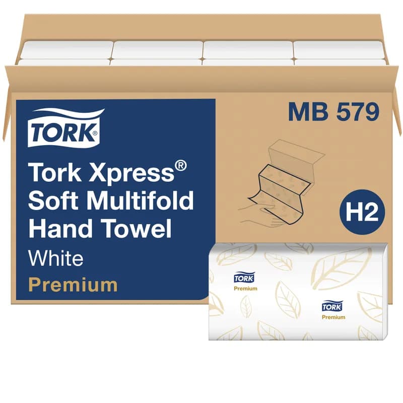 Tork Xpress Folded Paper Towel H2 9.5X9.125 IN 9.125X3.2 IN White Multifold Z Refill 135 Sheets/Pack 16 Packs/Case