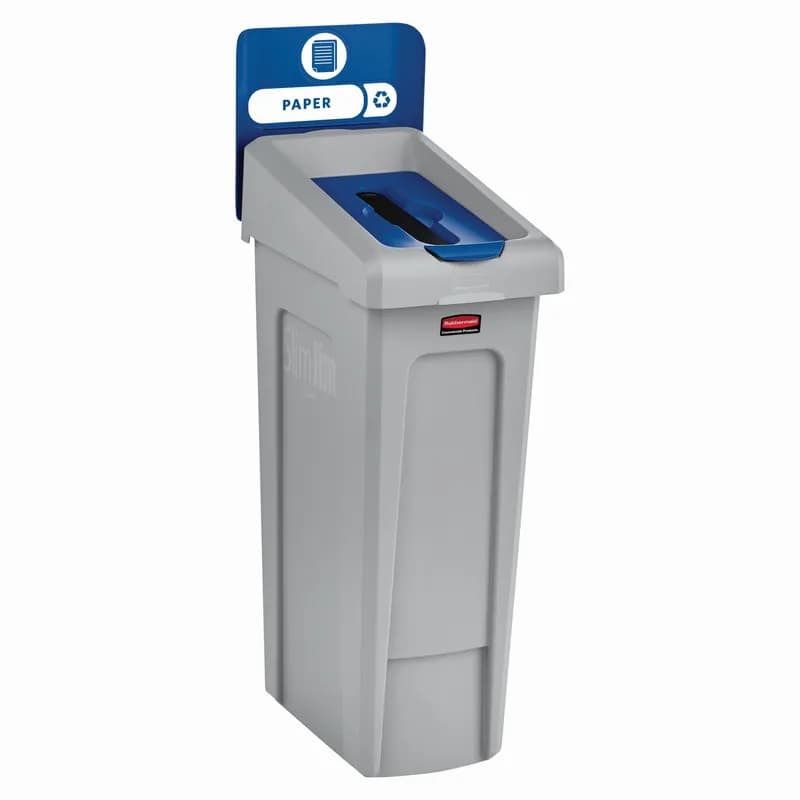 Slim Jim® Paper Recycling Bin Lid Blue Resin Slotted 1/Each