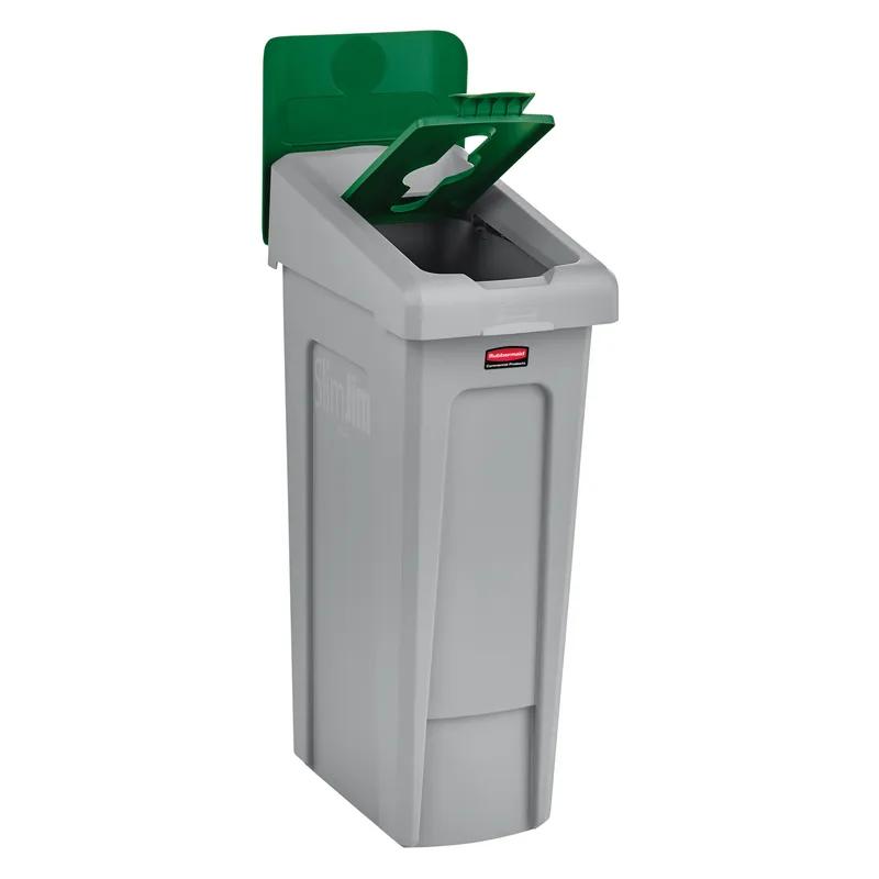 Slim Jim® Mixed Recycling Bin Lid Green Resin Slotted 1/Each