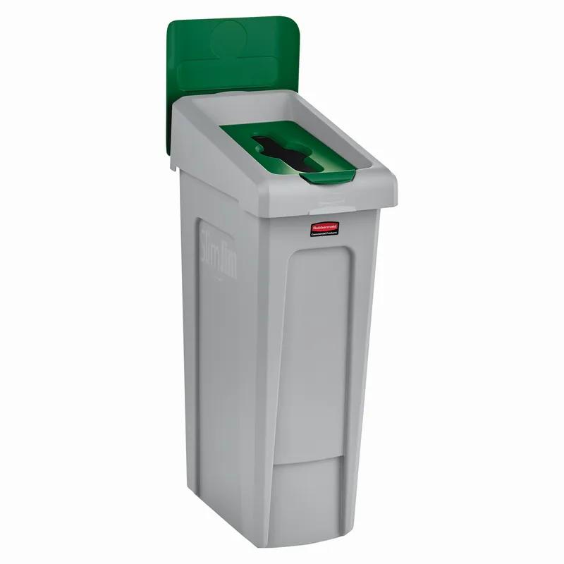 Slim Jim® Mixed Recycling Bin Lid Green Resin Slotted 1/Each