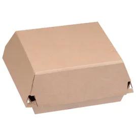 Take-Out Box Hinged With Dome Lid 5.5X5.5X3 IN Corrugated Paperboard Kraft Square Fluted 200/Case