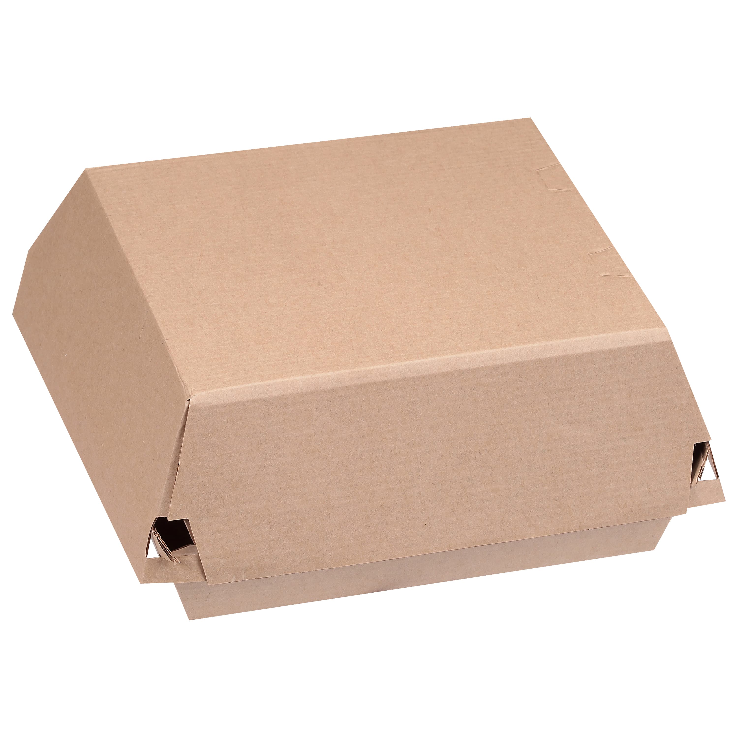 Take-Out Box Hinged With Dome Lid 6.5X6.13 IN Corrugated Paperboard Kraft Square Fluted 200/Case