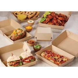Take-Out Box Hinged With Dome Lid 6.5X6.5X2.5 IN Corrugated Paperboard Kraft Square Fluted 200/Case