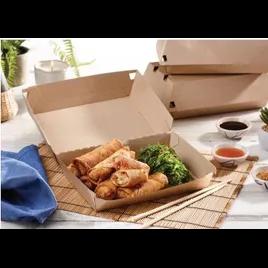Take-Out Box Hinged With Dome Lid Medium (MED) 8X6X3 IN Corrugated Paperboard Kraft Rectangle Fluted 190/Case