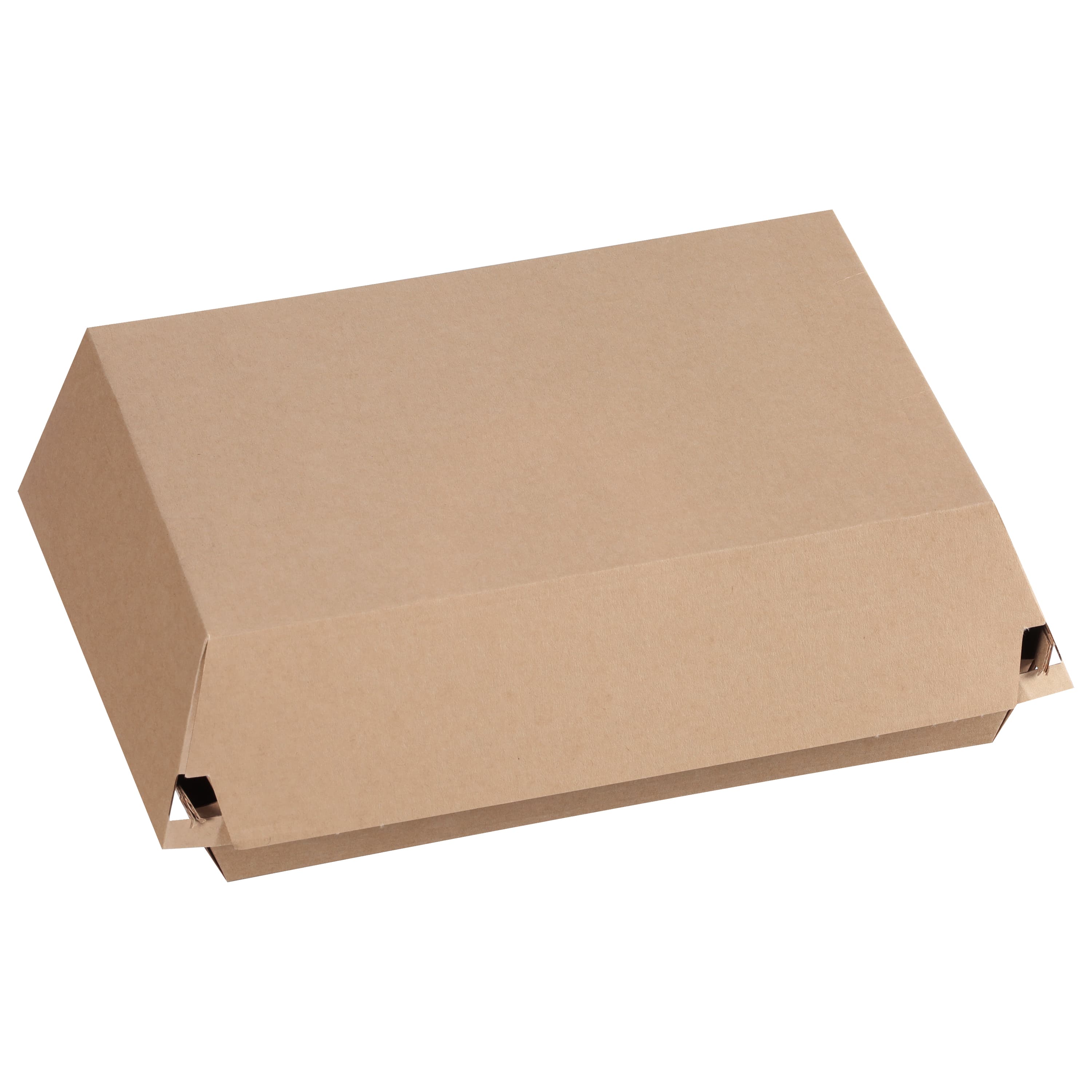 Take-Out Box Hinged With Dome Lid Medium (MED) 8X6X3 IN Corrugated Paperboard Kraft Rectangle Fluted 190/Case