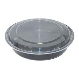 Take-Out Container Base & Lid Combo 48 OZ Plastic Black Clear Round Deep 150/Case