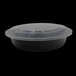 Take-Out Container Base & Lid Combo 48 OZ Plastic Black Clear Round Deep 150/Case