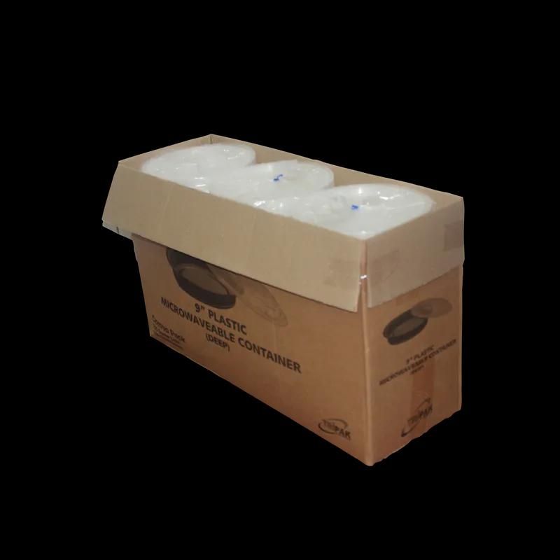 Take-Out Container Base & Lid Combo 48 OZ Plastic Black Clear Round Deep 150/Case