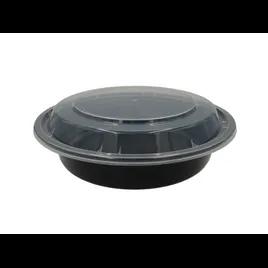 Take-Out Container Base & Lid Combo With Dome Lid 20 OZ Plastic Black Clear Round 150/Case