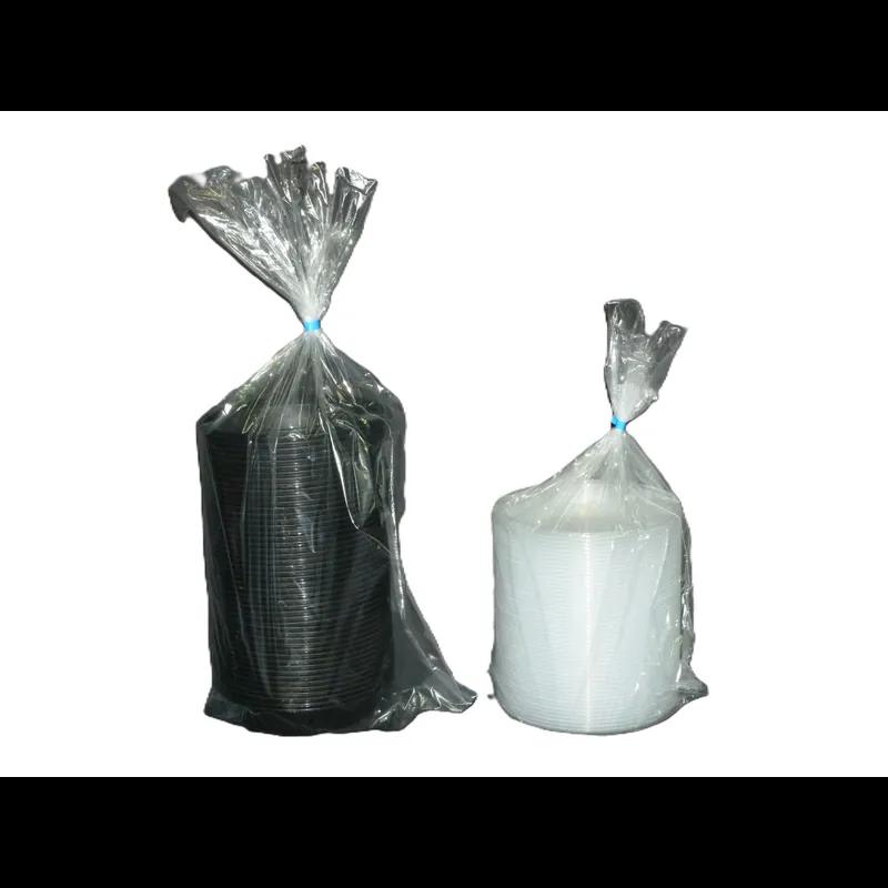 Take-Out Container Base & Lid Combo With Dome Lid 20 OZ Plastic Black Clear Round 150/Case