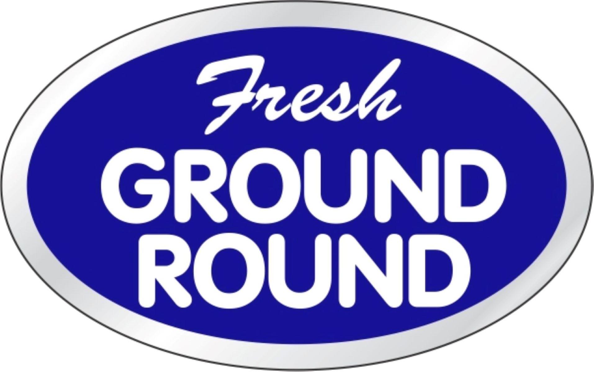 Fresh Ground Round Meat Label 1.25X2 IN Silver Blue White Oval 500 Count/Roll 20 Rolls/Case 10000 Count/Case