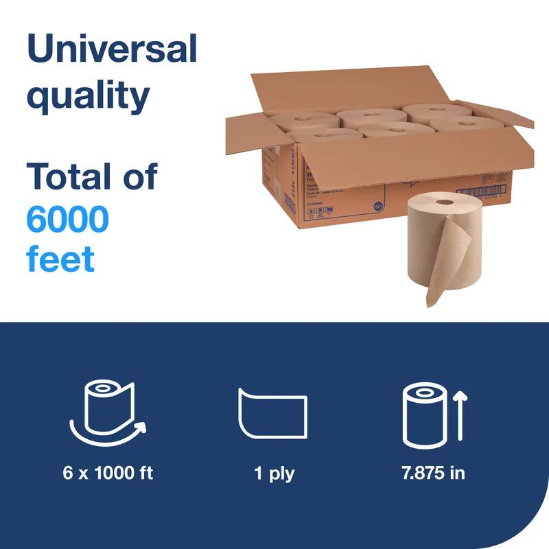 Tork Roll Paper Towel H21 7.9IN X1000FT 1PLY Natural Embossed Universal Refill 1.9IN Core Diameter 6 Rolls/Case