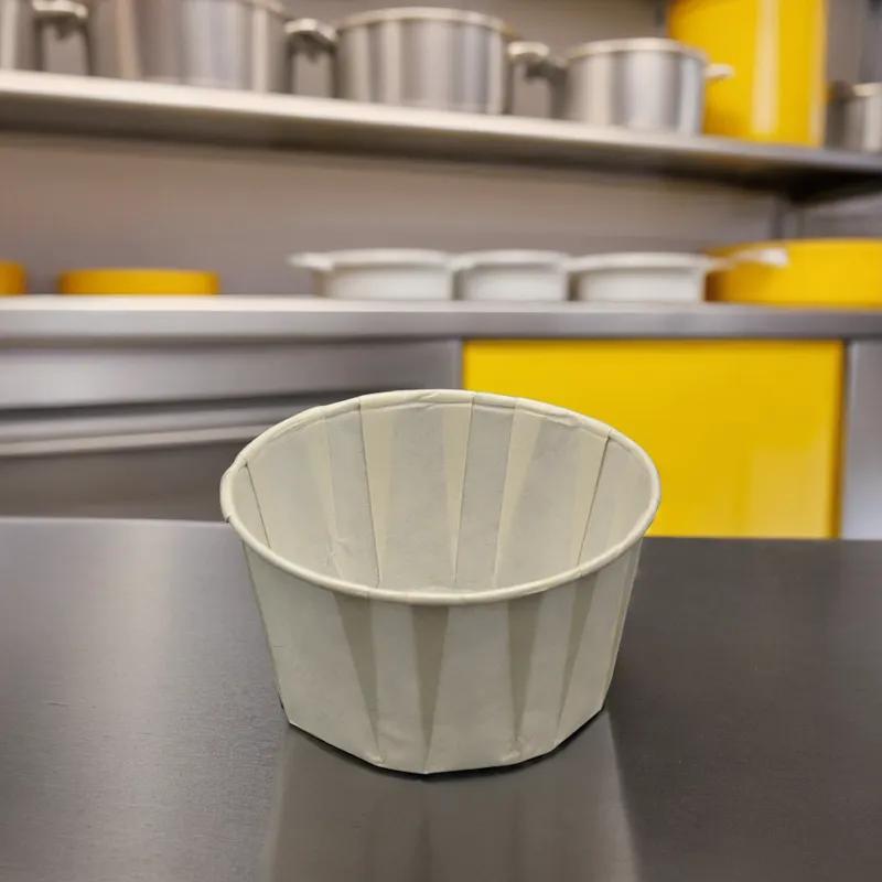 Souffle & Portion Cup 4 OZ Single Wall Poly-Coated Paper White Round Moisture Resistant 5000/Case