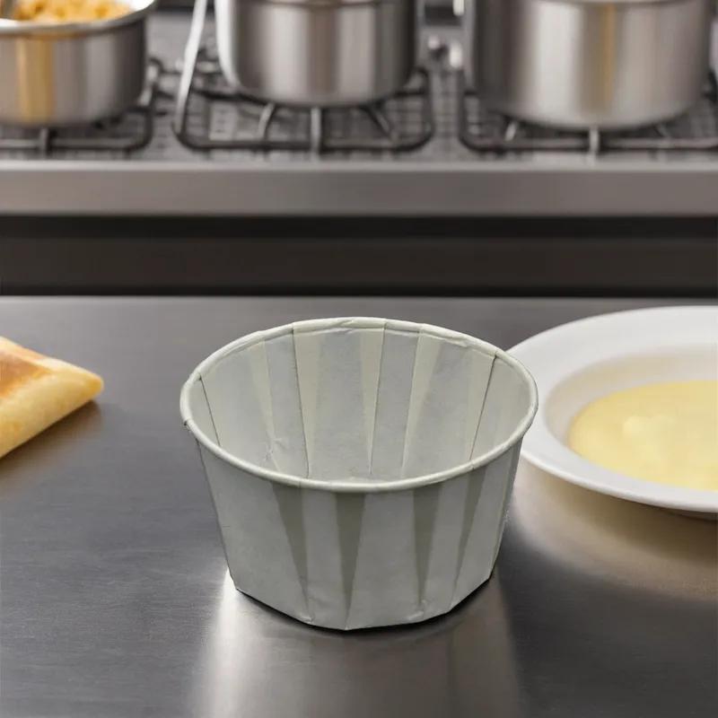 Souffle & Portion Cup 4 OZ Single Wall Poly-Coated Paper White Round Moisture Resistant 5000/Case
