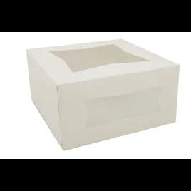 Cake Box 8X8X4 IN SBS Paperboard White Square With Window 100/Case