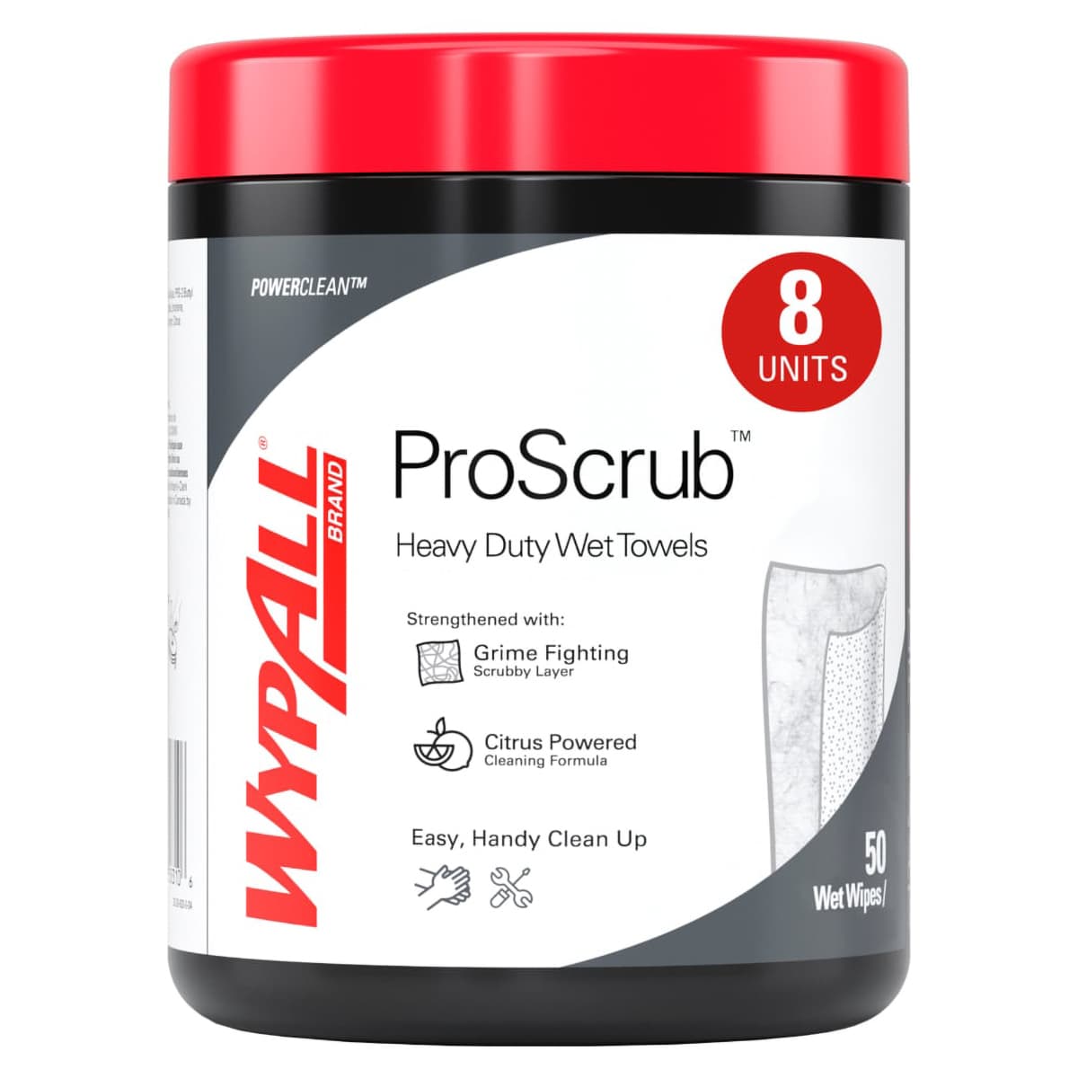 WypAll® PowerClean™ ProScrub™ Cleaning Towel 9.5X12 IN Green White Citrus Wet Heavy Duty 50 Count/Pack 8 Packs/Case