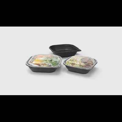 Take-Out Container Base & Lid Combo 32 OZ PP Black Square 300/Case