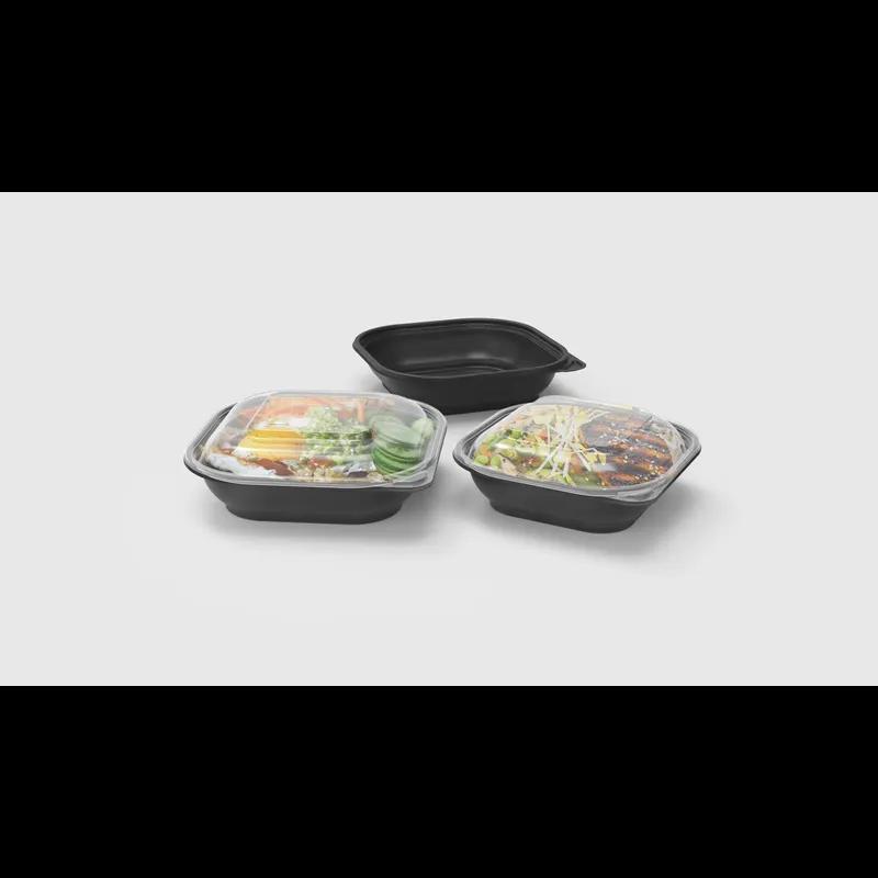 Thermosource Tooling Take-Out Container Base & Lid Combo 32 OZ PP Black Square 300/Case