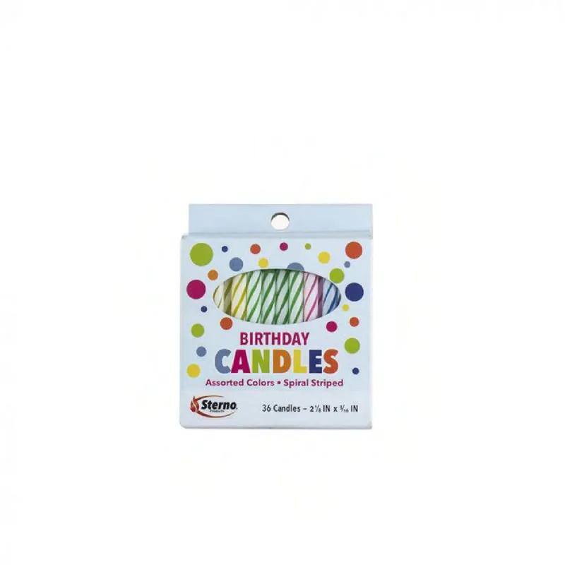 Birthday Candle Assorted Spiral 36 Count/Pack 12 Packs/Case 432 Count/Case