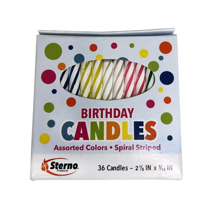 Birthday Candle Assorted Spiral 36 Count/Pack 12 Packs/Case 432 Count/Case