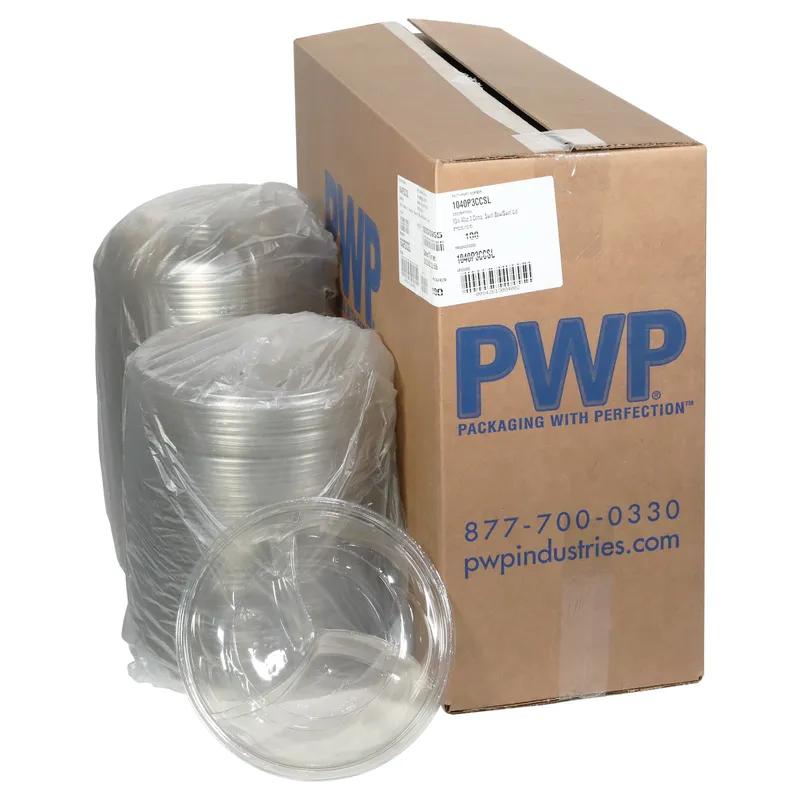Bowl & Lid Combo 40 OZ 3 Compartment PET Clear Swirl Design 100/Case