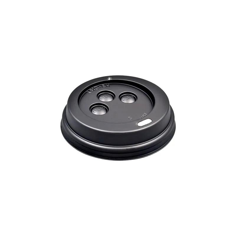 Lid Dome Plastic Black For 8 OZ Hot Cup Sip Through Identification 1000/Case