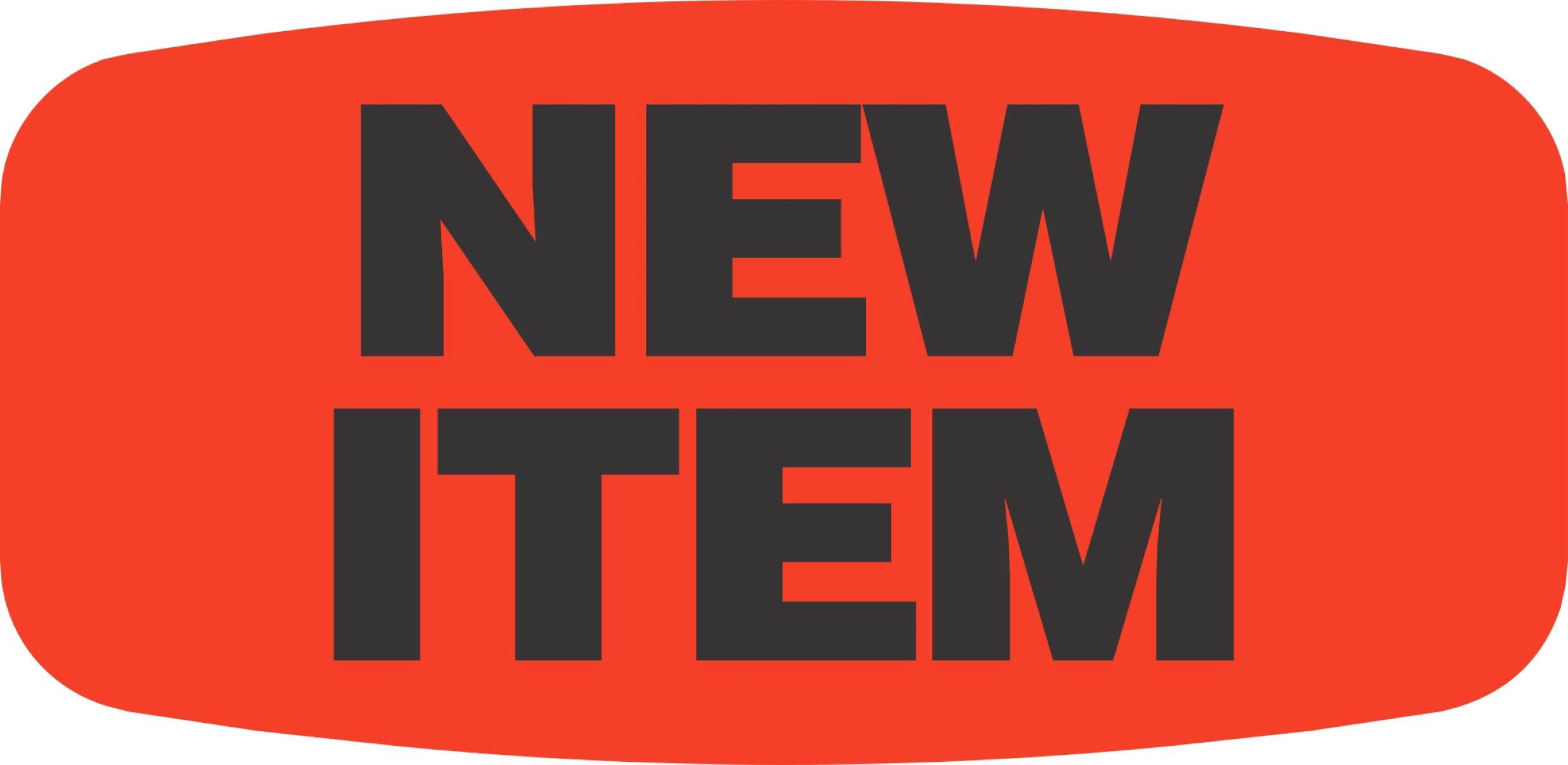 New Item Label 0.625X1.25 IN Black Fluorescent Red Short Oval 1000 Count/Roll 50 Rolls/Case 50000 Count/Case