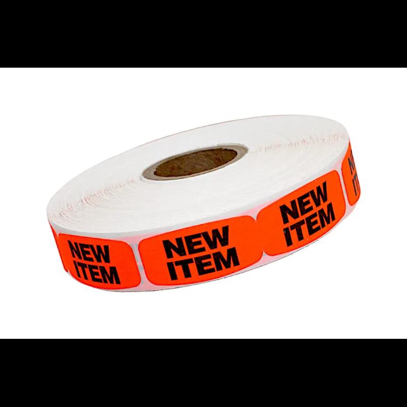 New Item Label 0.625X1.25 IN Black Fluorescent Red Short Oval 1000 Count/Roll 50 Rolls/Case 50000 Count/Case