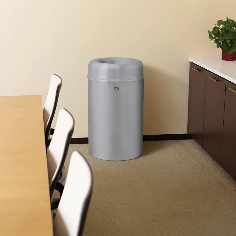 Crowne Collection Trash Can 30 GAL Satin Aluminum Metal With Open Lid Indoor 1/Pallet
