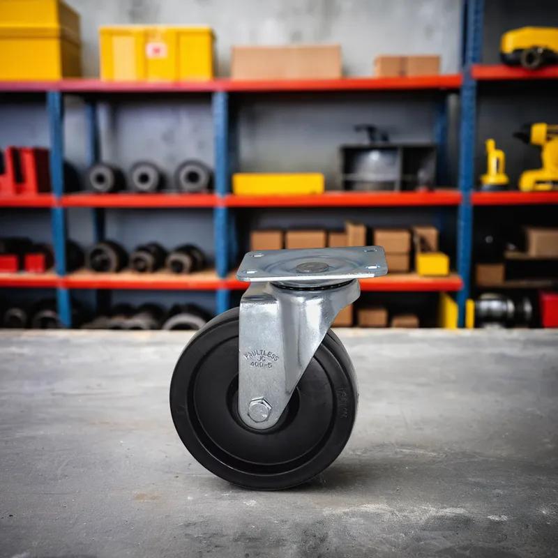 Swivel Plate Caster Kit & Hardware 5 IN Black Metal Fits 4611, 4614, 4616, 4618, 4619 & 4716 1/Each