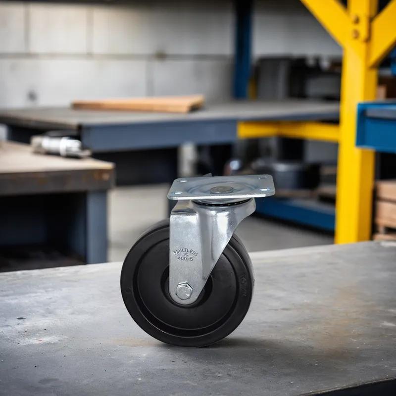 Swivel Plate Caster Kit & Hardware 5 IN Black Metal Fits 4611, 4614, 4616, 4618, 4619 & 4716 1/Each