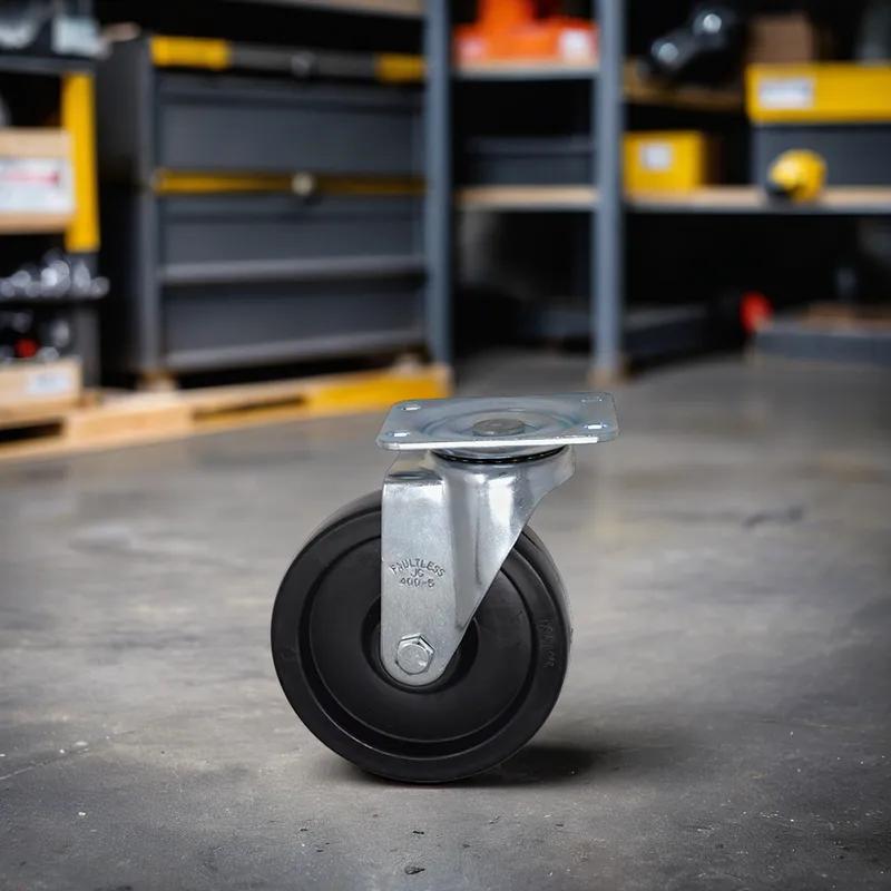 Swivel Plate Caster Kit & Hardware 5 IN Black Metal Fits 4611, 4614, 4616, 4618, 4619 & 4716 1/Each